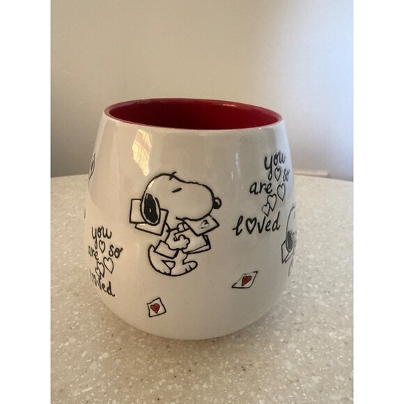 Peanuts Snoopy "You Are So Loved" Ceramic Mug Red & White Dishwasher & Microwave - Picture 4 of 5